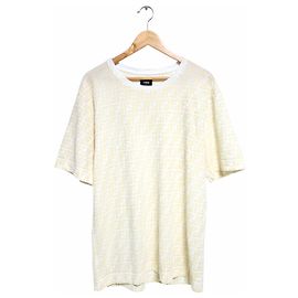 Fendi Jacquard-T-Shirt mit kurzen Ärmeln Weiß