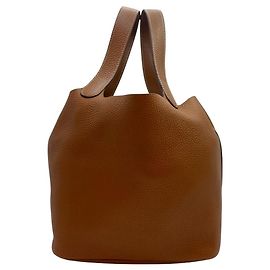 Hermès Picotin Lock Clemence Gold Silver Marrom