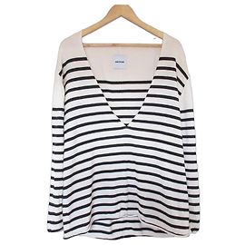 Autre Marque Pulôver de malha com decote em V e listras ANTHOM Preto Outro
