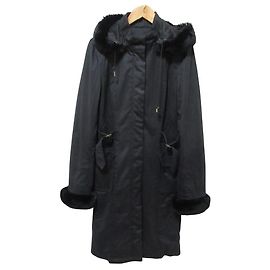 Autre Marque OLD ENGLAND Rex Rabbit Fur Long Coat Black
