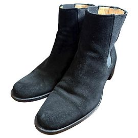 Hermès Bottines Chelsea en daim Hermes Noir