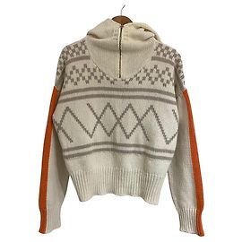 Autre Marque Strickpullover aus Kaschmir-Mischung We Norwegians Weiß Orange Roh