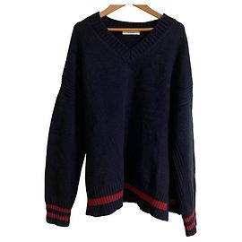 Autre Marque CINOH V-Neck Knit Pullover Blue Navy blue