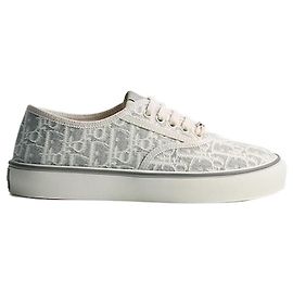 Dior Sneaker Saltwind White Grey Oblique Embroidery Cotton Braun
