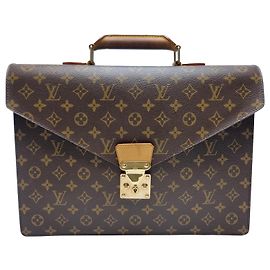 Louis Vuitton Monogram Serviette Document Bag for Unisex Brown