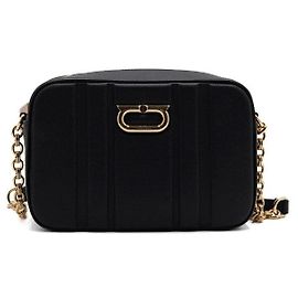 Salvatore Ferragamo Nova bolsa camera Gancini com alça de corrente dourada Preto