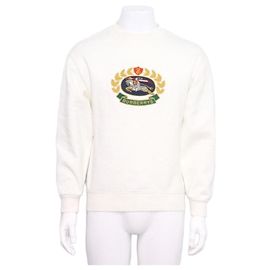 Burberry Sweat-shirt brodé Classic Old Logo Unisexe Col rond Blanc