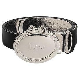 Dior Medallion Gürtel aus schwarzem Kalbsleder Schwarz