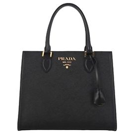 Prada Bolso Tote Cuadrado Saffiano Negro