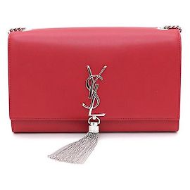 Saint Laurent Borsa Kate Classic Medium con catena argentata, a tracolla o a spalla Rosso