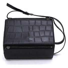 Givenchy Bolsa de ombro Pandora Box Medium com padrão de crocodilo Preto