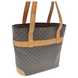 Céline Bolsa de ombro em macadâmia com acabamento em couro marrom Marrom