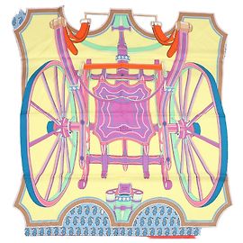 Hermès Lenço de seda Le Roue de Payton Square Multicor