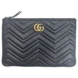 Gucci GG Marmont Leather Clutch Bag Black