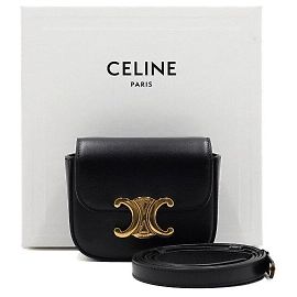 Céline Mini bolsa clutch de ombro em couro de bezerro preto Preto