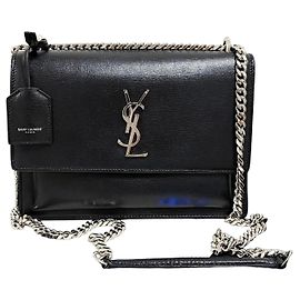 Saint Laurent Borsa a Spalla Sunset Chain Medium Nera Nero