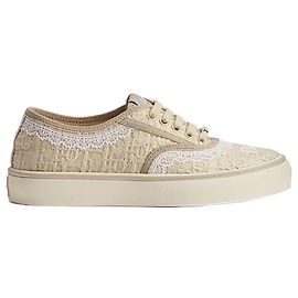 Zapatillas de algodón con bordado Dior Oblique Trench White Lace Blanco