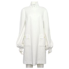 Gucci Weißes GG-Logo-Jacquard-Jersey-Kleid Weiß