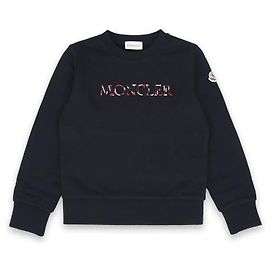 Moncler Kids Sweatshirt mit mehrfarbigem besticktem Logo (Navy) Schwarz