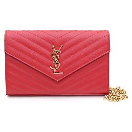 Saint Laurent Borsa a tracolla e crossbody Monogram Envelope Gold Chain Rosso