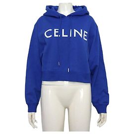Céline Moletom cropped de algodão com logo para mulher Azul