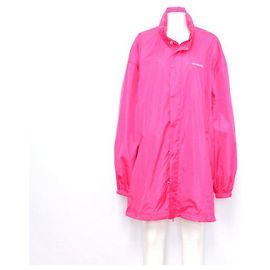 Balenciaga Giacca da pioggia oversize in nylon rosa con logo Rosa
