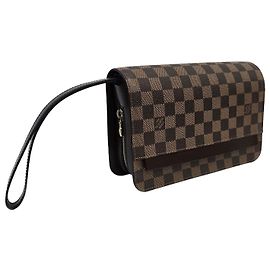 Louis Vuitton Pochette Second Clutch Damier Ebene Marrom