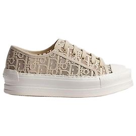 Dior Sneaker Work and Platform Ecru Oblique Embroidery Mesh Weiß