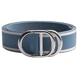 Dior CD Icon Gürtel Myosotis Blue White Nylon Blau