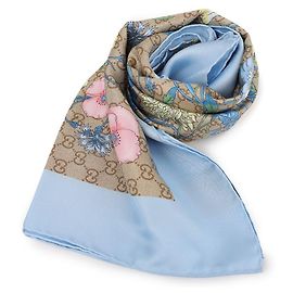 Gucci Lenço quadrado de sarja de seda estampado GG Azul