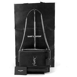 Saint Laurent Borsa a tracolla Sunset Medium in pelle di vitello nera Nero