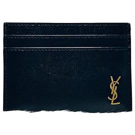 Saint Laurent Tiny Monogram Gold Card Holder Black
