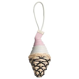 Dior Atelier Dett Back Charm Metallo con Finitura Oro, Pelle di Vitello Rosa e Bianca, Vimini Bianco
