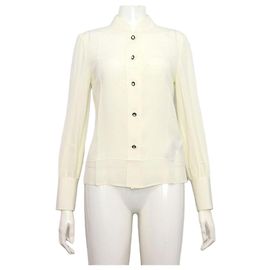 Gucci Camisa de Crepe de Chine de seda com botões de cristal Branco