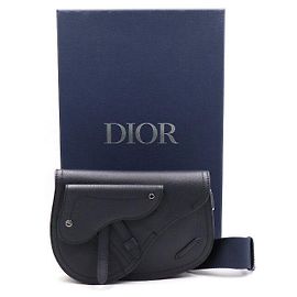 Dior Pochette Saddle in pelle di vitello granulata blu navy, borsa a tracolla da uomo Blu