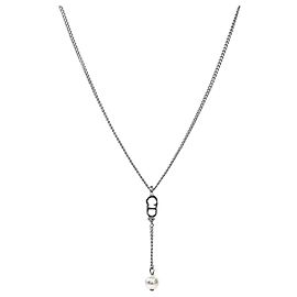 Dior Collar vertical Pearl Drop CD plata Plata