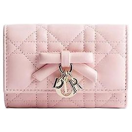 Dior Lady Glysine Wallet Pink Cannage Lambskin Pink