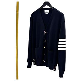 Thom Browne Cardigan mit diagonaler Strickoptik Navy Blau