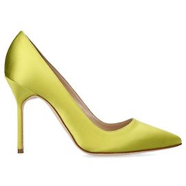 Manolo Blahnik Satin Pumps Golden