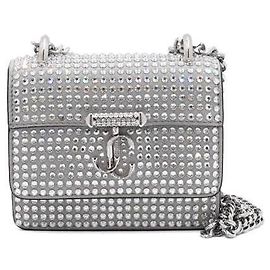 Jimmy Choo Bolsa de Ombro e Transversal Crystal Decor Silver Chain Prata