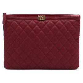 Chanel Pochette Boy Caviar Rouge Rouge
