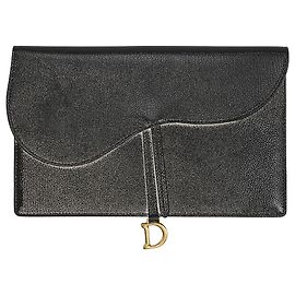 Dior Pochette Saddle en cuir de chèvre noir Noir