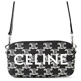 Céline Bolsa de ombro horizontal em couro Celine Triomphe Preto