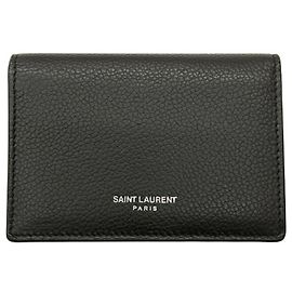 Saint Laurent Black Leather Card Case Black
