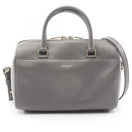 Bolsa Baby Duffle de couro cinza Yves Saint Laurent Marrom
