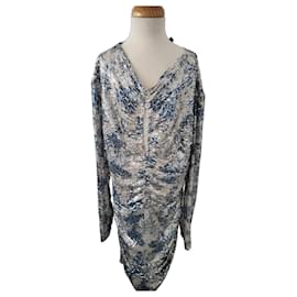 Robe Maje à Sequins Bleus et Argentés Argenté Bleu Autre
