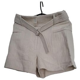 Iro Pantalones cortos de lino beige con cinturón Beige