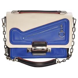Versace Dreifarbige Leder-Schultertasche Medusa Schwarz Weiß Blau