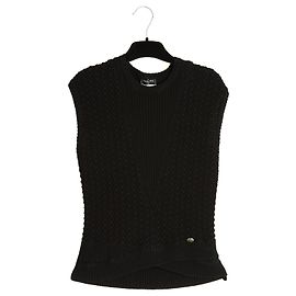 Chanel 2015 Top Maille Noir FR36 Top de Punto de Algodón Negro UK8 US6 Impecable Negro
