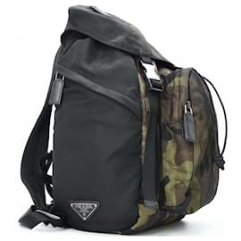 Prada Camouflage Backpack Black Green Khaki